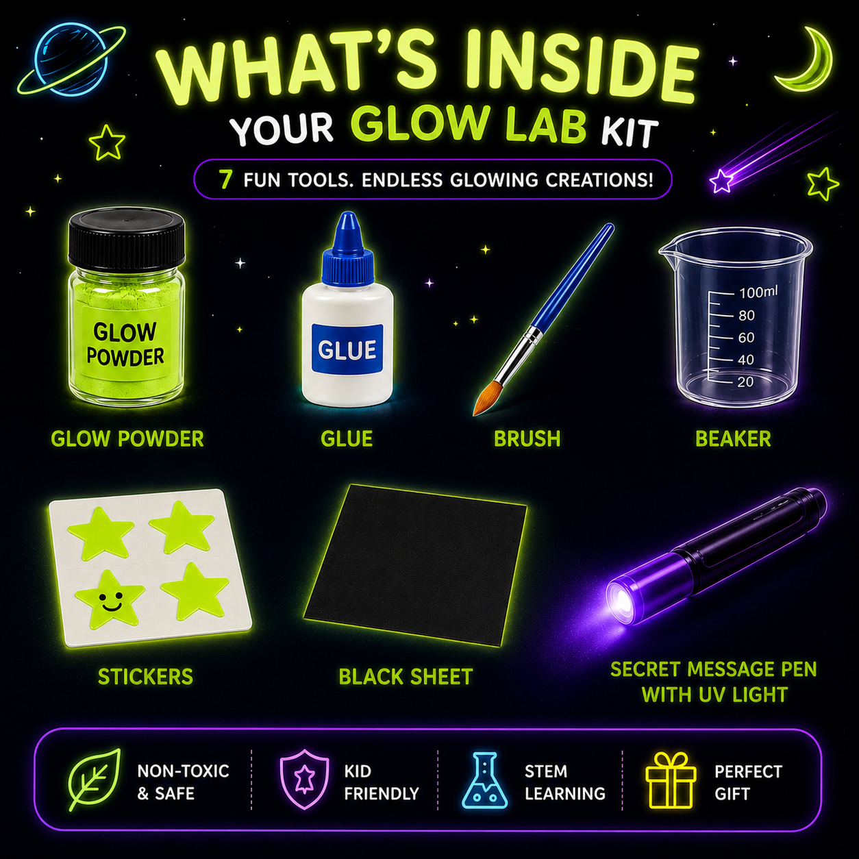 Fungenius Glow Lab Glow in the Dark Science & Art Kit for Kids
