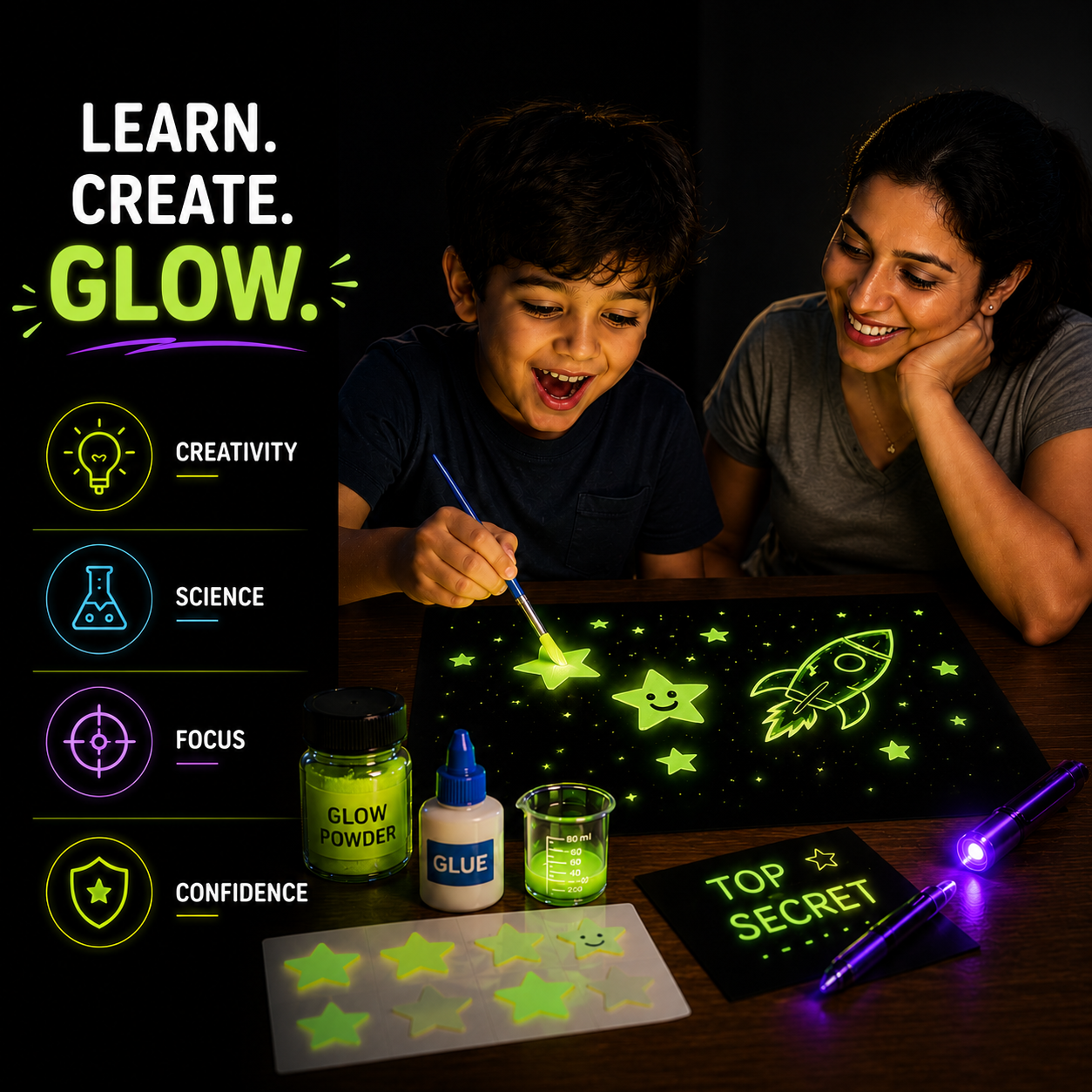 Fungenius Glow Lab Glow in the Dark Science & Art Kit for Kids